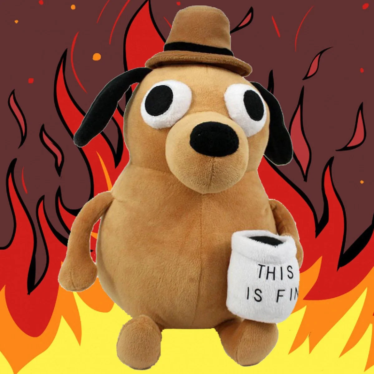 “This Is Fine” Meme Dog Plush Toy